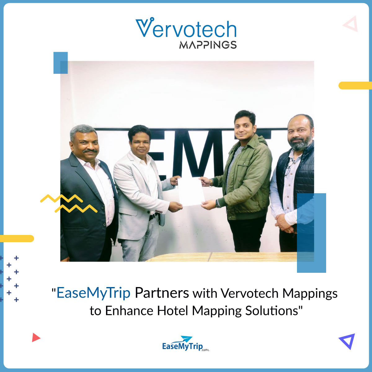 EaseMyTrip Partners with Vervotech Mappings to Enhance Hotel Mapping Solutions